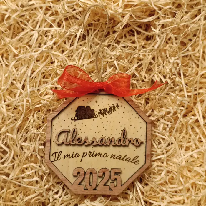 Acquista Pallina di Natale personalizzabile - il mio primo Natale - prodotti artigianali in legno e candele