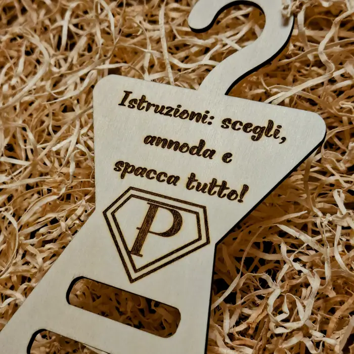 Appendi-Cravatte "Super Papà": Organizzatore in Legno per Armadio