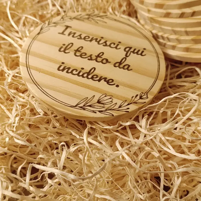 Set di 10 Sottobicchieri in Legno Naturale con Incisione Personalizzata