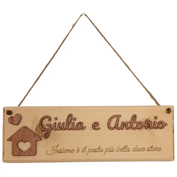 Targa Rettangolare in Legno di Abete Naturale Personalizzabile