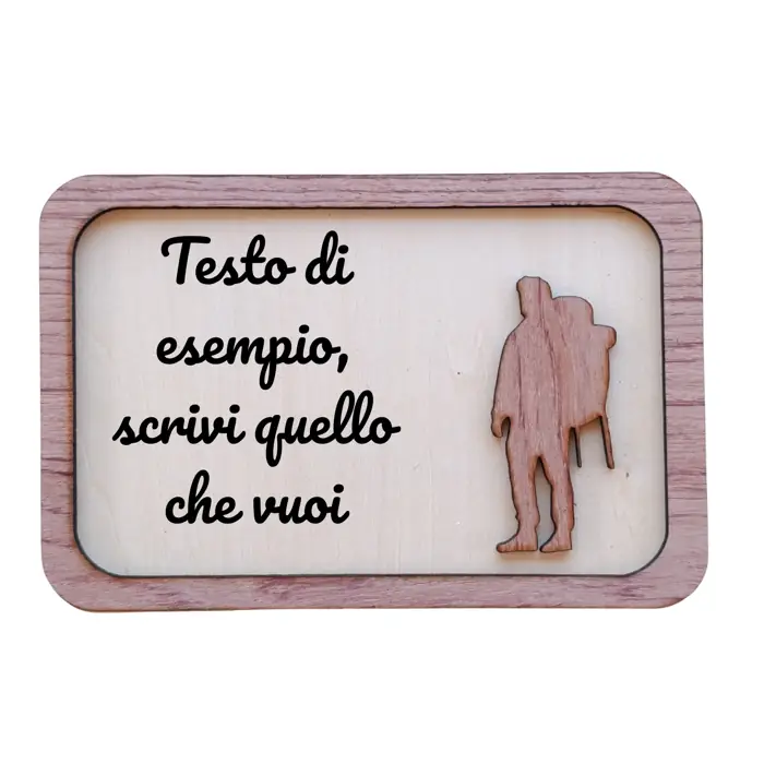 Targa in Legno a Doppio Strato "Escursionista" Personalizzata con Cavalletto