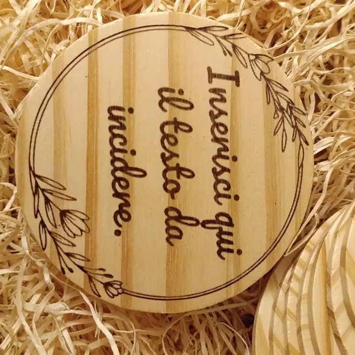 Set di 10 Sottobicchieri in Legno Naturale con Incisione Personalizzata