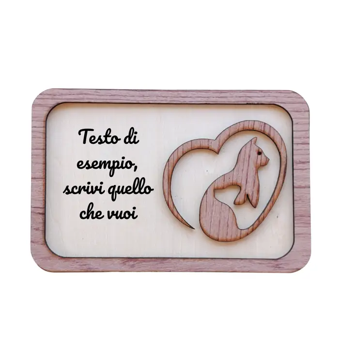 Targa in Legno a Doppio Strato "Gatto e Cane" Personalizzata con Cavalletto
