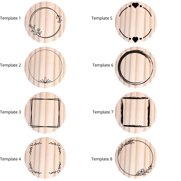 Set di 5 Sottobicchieri in Legno Naturale con Incisione Personalizzata