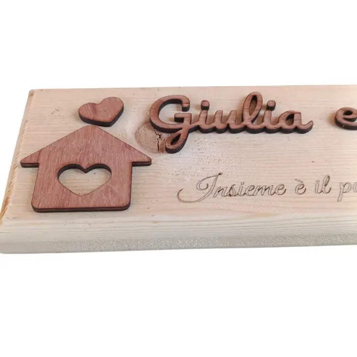 Targa Rettangolare in Legno di Abete Naturale Personalizzabile