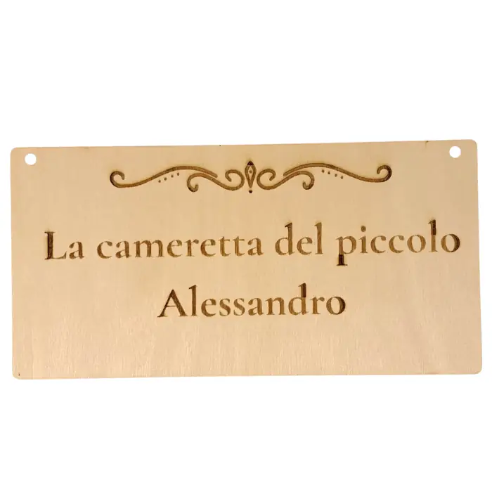 Targhetta in Legno Naturale 20x10 cm con Incisione Personalizzata