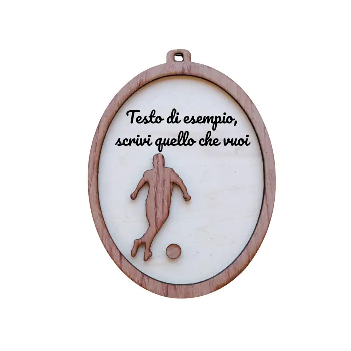 Targa Ovale in Legno "Calcio" 2 Layer Personalizzata con Calciatore