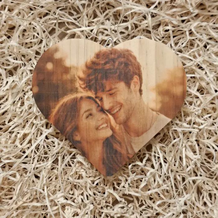 Cuore in Legno Naturale Personalizzato con la Tua Foto