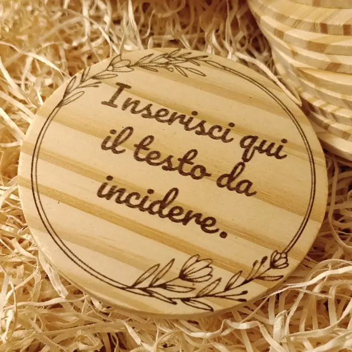 Set di 20 Sottobicchieri in Legno Naturale con Incisione Personalizzata