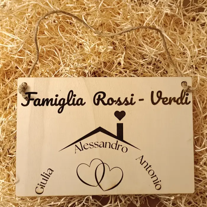 Acquista Targa fuoriporta personalizzata in legno compensato - prodotti artigianali in legno e candele