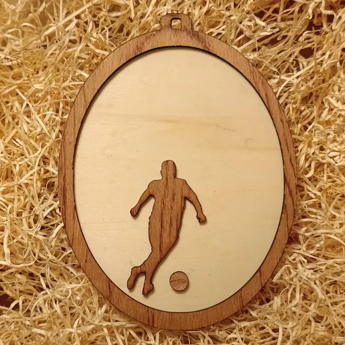 Targa Ovale in Legno "Calcio" 2 Layer Personalizzata con Calciatore