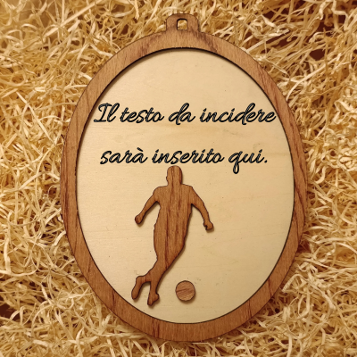 Acquista Targa 2 layer - Ovale - Calciatore - prodotti artigianali in legno e candele