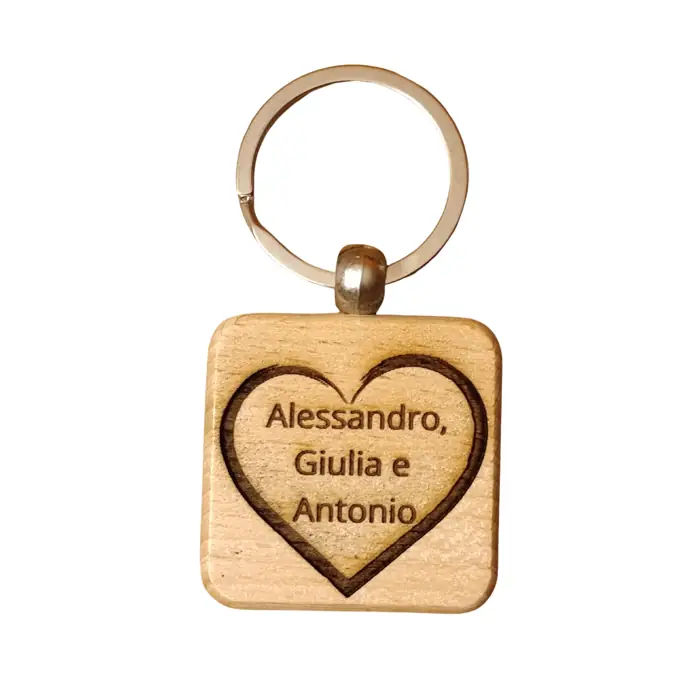 Portachiavi in Legno Naturale Personalizzato con Incisione Laser
